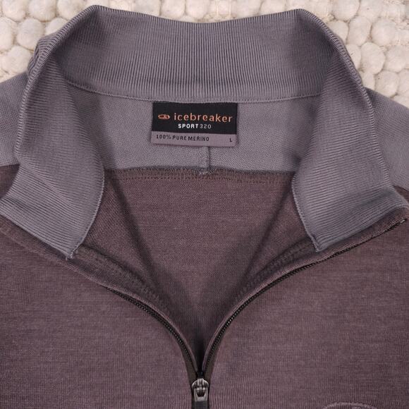 Icebreaker Men's 1/2 Zip Sweater Brown/Gray Sz Large - Picture 6 of 8